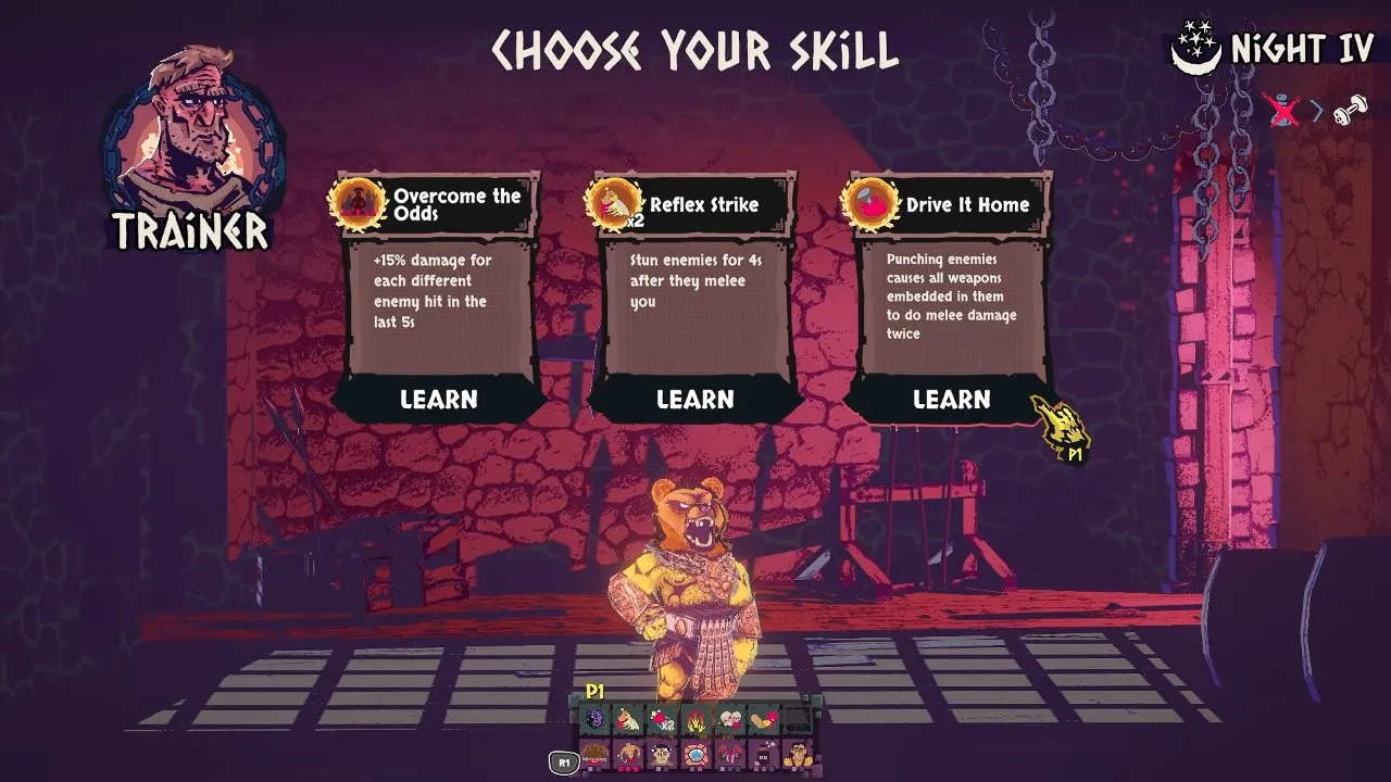 Chained Beasts best build Trainer menu with Drive It Home and its Learn button